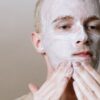 man with white powder on face