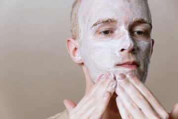 man with white powder on face