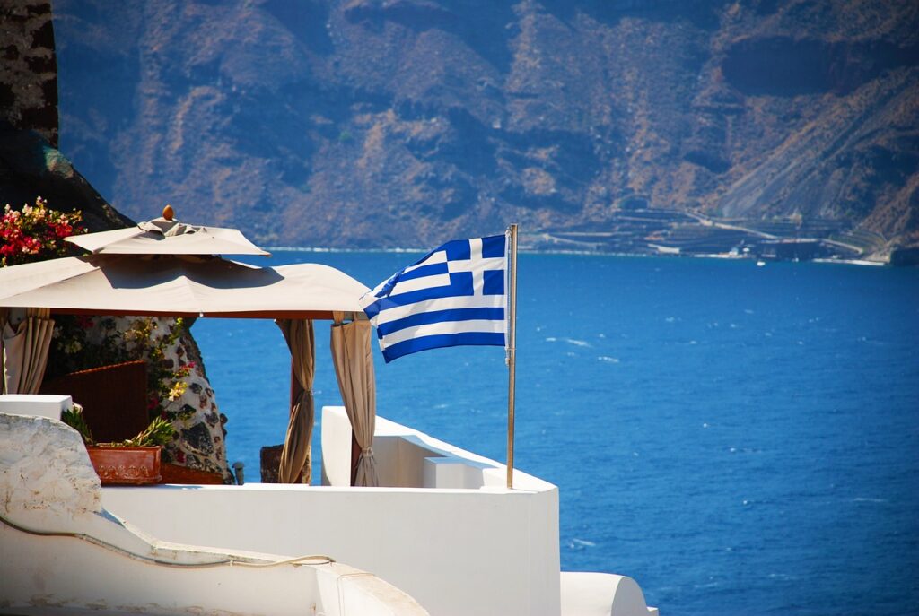 Santorini Greek Flag